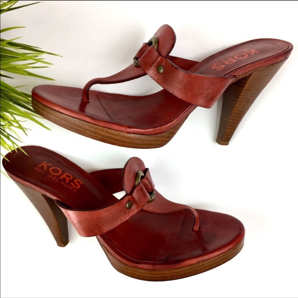 Kors Micheal Kors red leather sandals 7.5